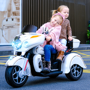 儿童电动摩托车三轮车男女小孩宝宝玩具车可坐双人大号充电电瓶车