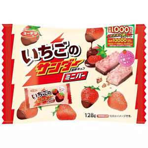 日本进口雷神草莓味可可曲奇威化夹心饼干121g临期零食品特价清仓