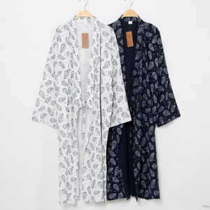 日式和风睡袍男士睡衣春秋浴袍纯棉和服宽松系带长款薄款夏季浴衣