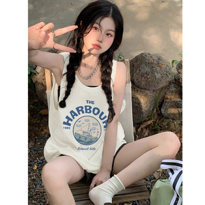 小吊带无袖t恤上衣女夏季2024新款外穿宽松韩版中长款打底衫背心