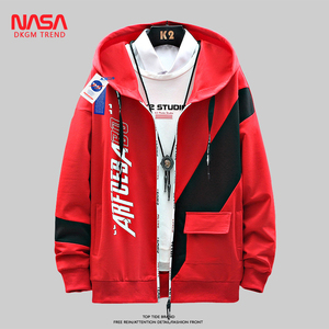 NASA旗舰店本命年大红色外套男士卫衣开衫夹克青少年春秋季上衣服