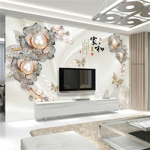 新中式客厅装饰8d沙发电视背景墙壁画布自粘装饰挂画家和温馨墙布