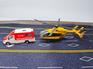 德国仕高SIKU 奔驰救护车带直升飞机1850 合金车模型飞机耐摔1:87