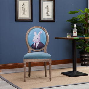美式欧式餐椅简约现代实木复古家用卧室餐厅创意靠背凳子扶手餐椅