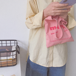 韩国ins超火梨花粉色小包包超可爱手提包帆布袋樱花粉迷你亲子包