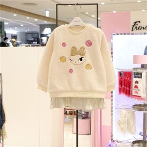 冬款韩国法国猫童装儿童女童加厚洋气毛绒保暖T恤卫衣裙衫