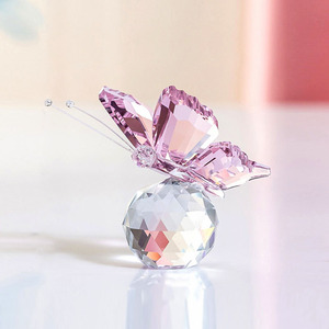 出口级】k9水晶玻璃蝴蝶小动物摆件可爱书架橱柜家具装饰女生礼物