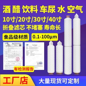 10/20/30寸40折叠滤芯微孔PP膜过滤器聚四氟聚醚砜饮料酒水过滤芯