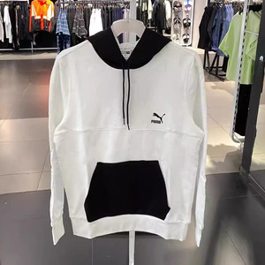 PUMA/彪马 秋季正品男装运动服连帽黑白撞色卫衣套头衫534158-52