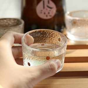 锤纹清酒 日式直筒杯 手工冰纹金点杯 甜酒米酒果酒小杯子