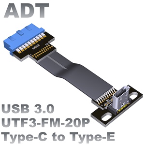 USB3.0接口扩展转接线type-c转19P/20P主板前置后置带PCI挡板ADT