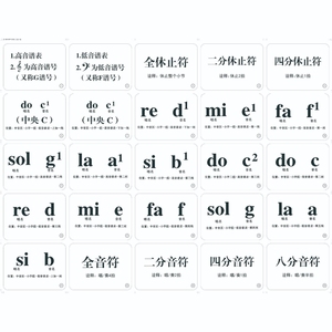 钢琴五线谱识谱卡片音符早教闪卡乐器乐理知识基础教程学习卡