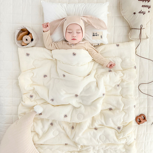 婴儿被子纯棉秋冬安抚新生儿童宝宝毛毯加厚盖被幼儿园盖毯空调被