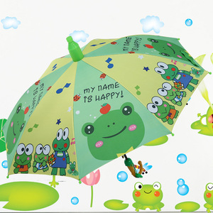 卡通青蛙儿童雨伞新款冰激凌长颈鹿卡通黑胶学生弯柄防水套雨防晒