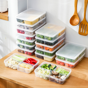 日本冰箱收纳盒熟食卤肉冻肉分格保鲜盒厨房透明食品级密封盒子