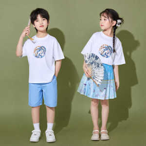 男女童六一儿童演出服新中式马面裙子小学生运动会拉拉操表演服装