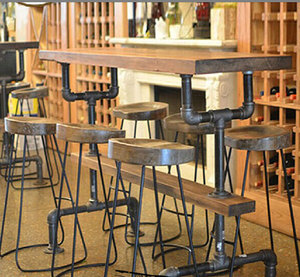 美式实木吧台桌复古水管酒吧高脚桌子工业风咖啡厅桌椅家用小吧台