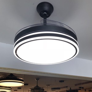 LED吊扇灯隐形风扇灯现代简约黑白灰带电扇的风扇吊灯具客厅餐厅