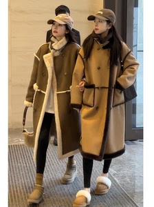 韩版冬季宽松羊剪绒外套长款毛毛颗粒羊羔毛大衣双面穿皮毛一体女