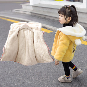 女童棉衣冬装2023新款洋气仿水貂绒外套儿童加绒加厚棉服宝宝棉袄