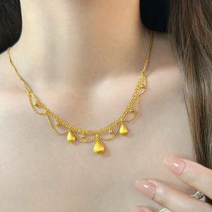 六福珠宝代购新款蕾丝水滴项链精致拉丝工艺时尚款正品送礼女友