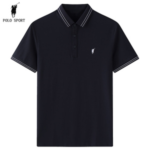 Polo Sport短袖POLO衫男装夏季纯色修身t恤翻领商务休闲长袖上衣