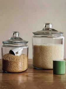 日式透明玻璃储物密封罐 谷物米缸 泡酒瓶 北欧风宽口直身收纳瓶