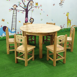 佰尔斯儿童组合桌幼儿园桌实木桌椅儿童多人桌厂家批发