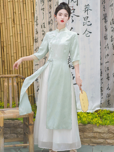 茶服女禅意文艺中国风改良旗袍套装新中式连衣裙高端茶艺师服装夏