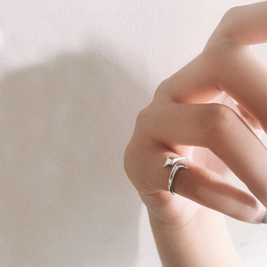 狐狸戒指女士925银小拇指尾戒小众设计时尚个性高级开口素圈指环