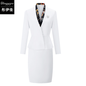 白色女装通勤白领正装小香职业套装裙两件套秋季新款主持礼仪工服