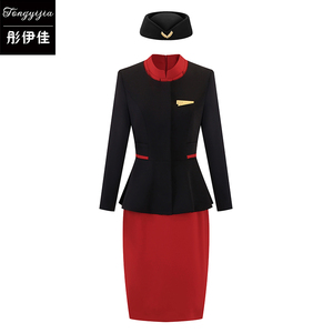 空姐职业套装气质西装外套酒店前台接待工作装红色高铁乘务员制服