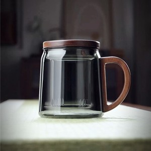 全度耐热玻璃三件式泡茶杯绿茶花茶个人专用杯子带盖茶水分离水杯