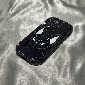 甜酷黑色猫咪适用vivoy73s/y52s手机壳iQOOneo5/z7个性s16/s12苹果14华为p30荣耀x40小米11青春OPPOr15保护套