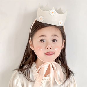 韩国ins儿童宝宝生日派对雏菊皇冠毛毡帽子网红可爱小菊花装饰