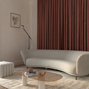 北欧后现代休闲公寓民宿设计师创意个性会所简约弧形布艺沙发米色