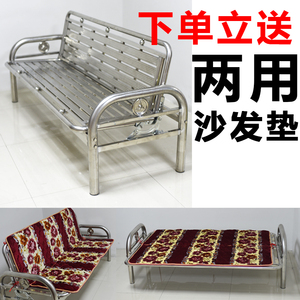 沙发床1.2米推拉不锈钢 铁艺床单人 多功能折叠沙发床椅1.8米包邮