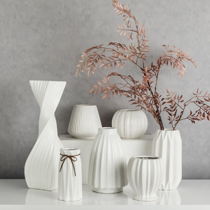 陶瓷花瓶欧式现代简约仿真花假花干花塑料摆件客厅插花新中式花盆