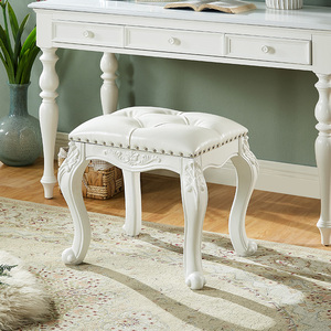 欧式实木梳妆凳卧室家用美甲凳法式轻奢公主凳梳妆台凳软包化妆凳
