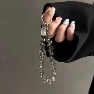 奢华高级感水晶手提链条手腕短挂绳带夹片壳钥匙扣包包挂件潮
