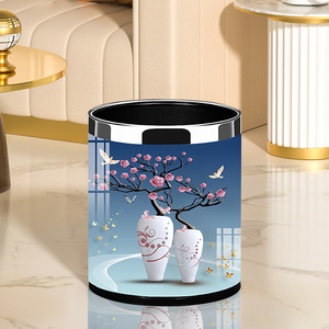 新中式双层垃圾桶轻奢高级现代简约卫生桶家用客厅卧室高颜值纸篓