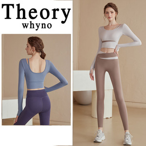 意大利Theory whyno瑜伽服女套装春夏带胸垫健身上衣运动普拉提