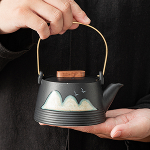 黑陶功夫茶壶大小容量单壶带不锈钢过滤网陶瓷家用泡茶壶定制LOGO