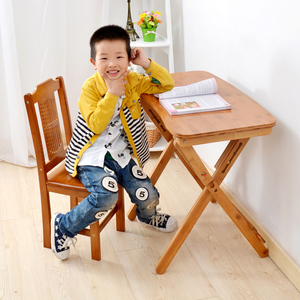 儿童学习桌可折叠可升降儿童书桌儿童学习桌椅套装儿童写字桌椅竹