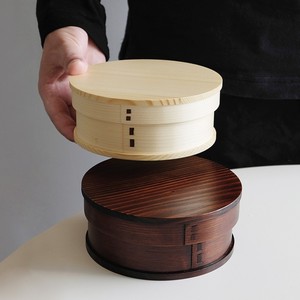 日式木质饭盒餐盒便当盒寿司盒 分格木碗菜碗菜盒圆形学生木饭盒