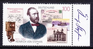 德国邮票 1997年 邮政主管海因里希冯斯特凡 1全新原胶全品
