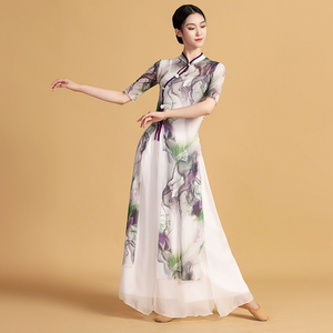 旗袍舞蹈服女弹力纱衣中国舞古典舞练功服成人舞蹈表演服演出服装