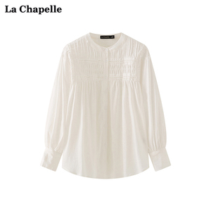 拉夏贝尔/La Chapelle法式上衣chic设计感超仙甜美白色长袖衬衫女