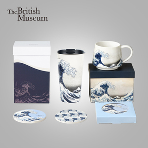 大英博物馆神奈川马克杯家用陶瓷杯垫水杯大容量咖啡杯子礼盒装