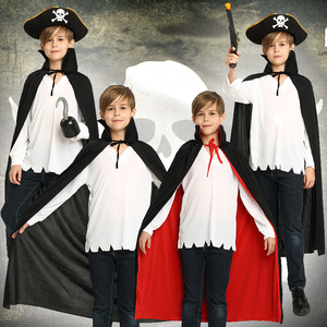 万圣节披风儿童海盗服装披风斗篷双面佐罗披风帽子面具眼罩刀枪